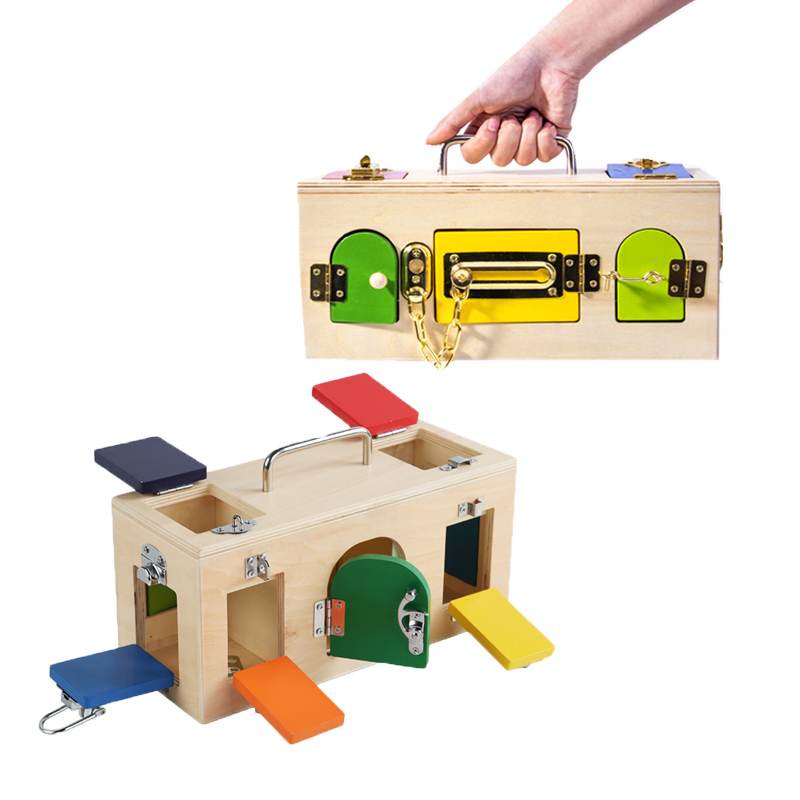 Board Game Box - Montessori Lock Box Toy Wooden Activity