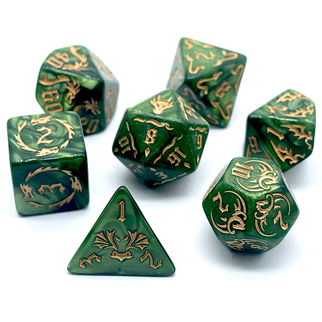 7Pcs Green Swirl Acrylic DND D - Board Game Master recension och pris