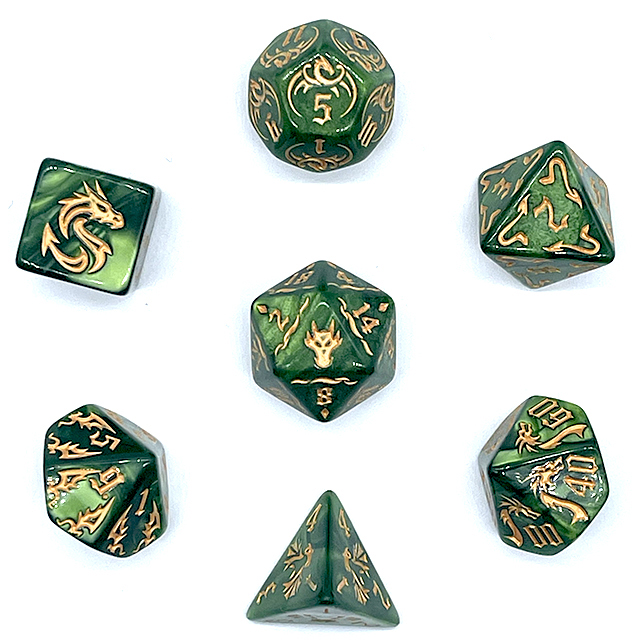 7Pcs Green Swirl Acrylic DND D - Board Game Master recension och pris