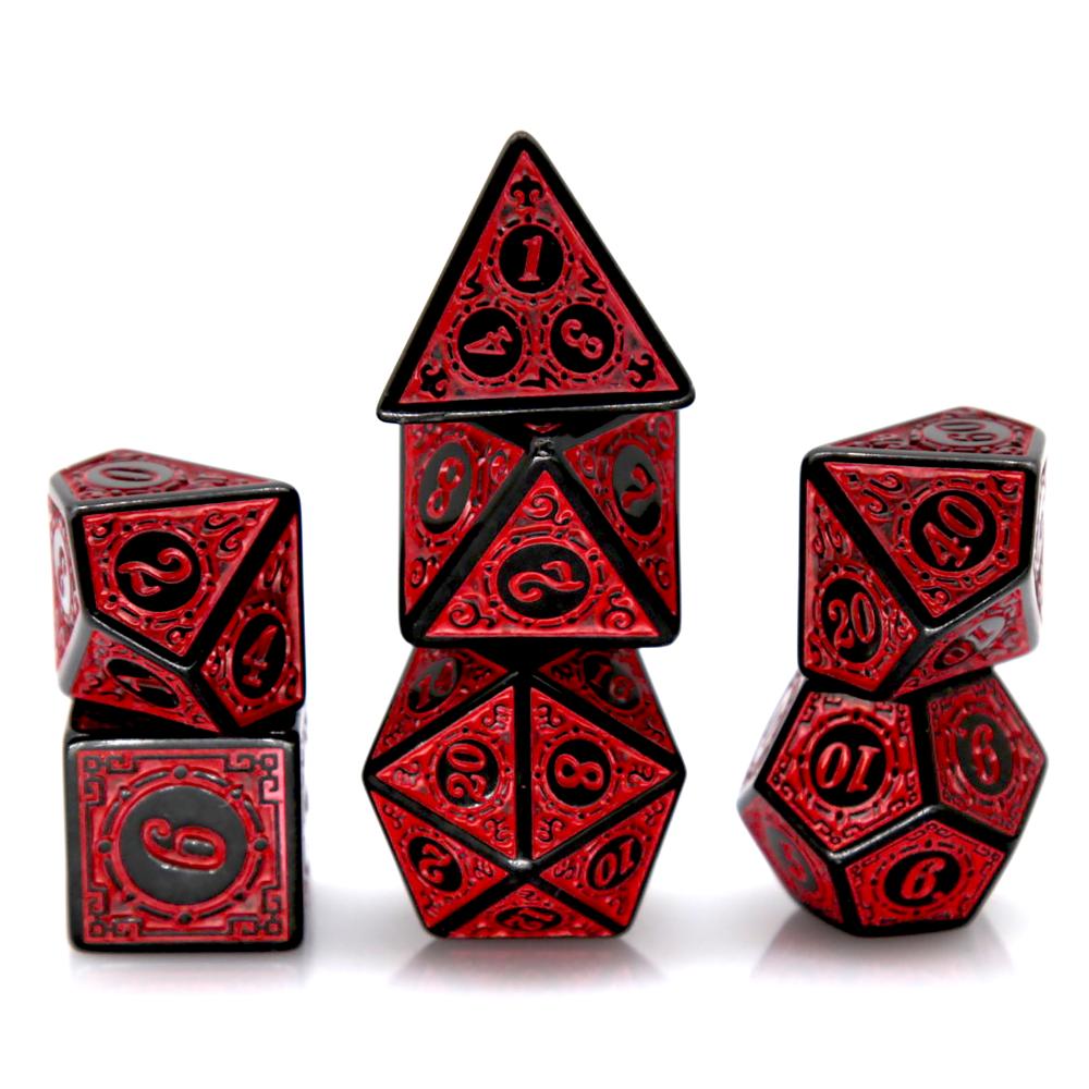 7Pcs Black Red Acrylic Polyhed - Board Game Master recension och pris