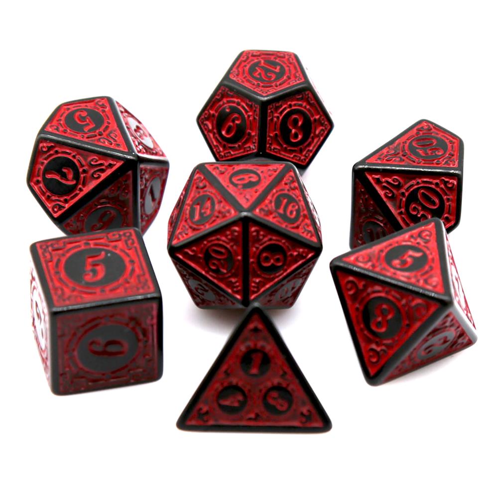 7Pcs Black Red Acrylic Polyhed - Board Game Master recension och pris