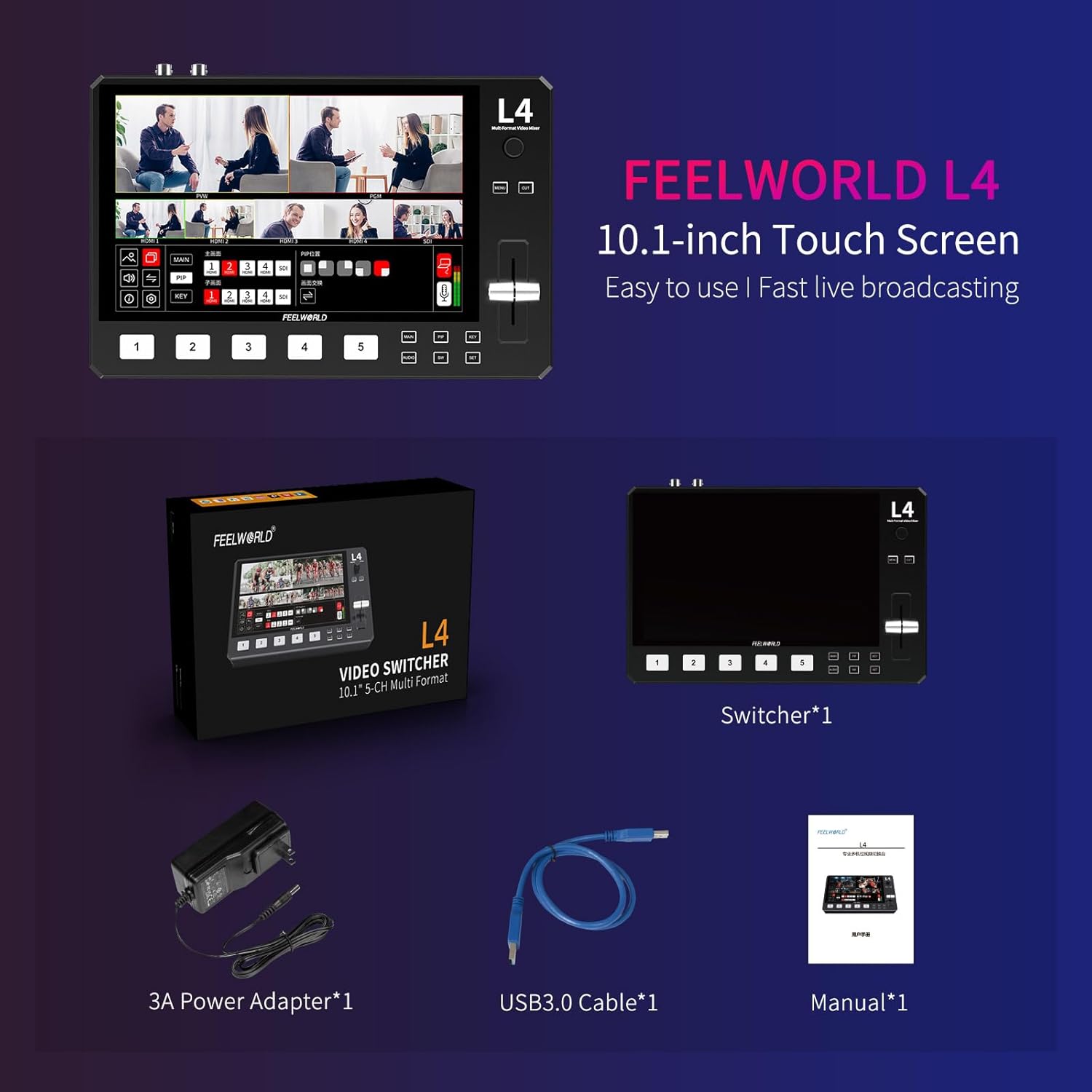 10.1 Touch Screen FEELWORLD L4 - Board Game For 5 Players recension och pris